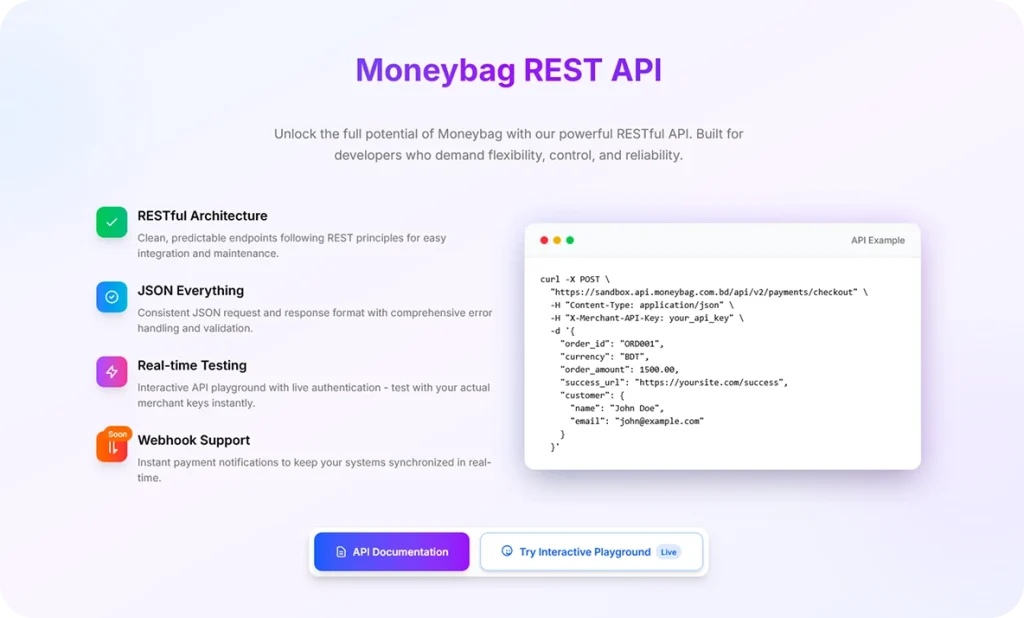 moneybag rest api